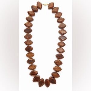 Kenneth Jay Lane Dark Woods Nugget Wooden Necklace